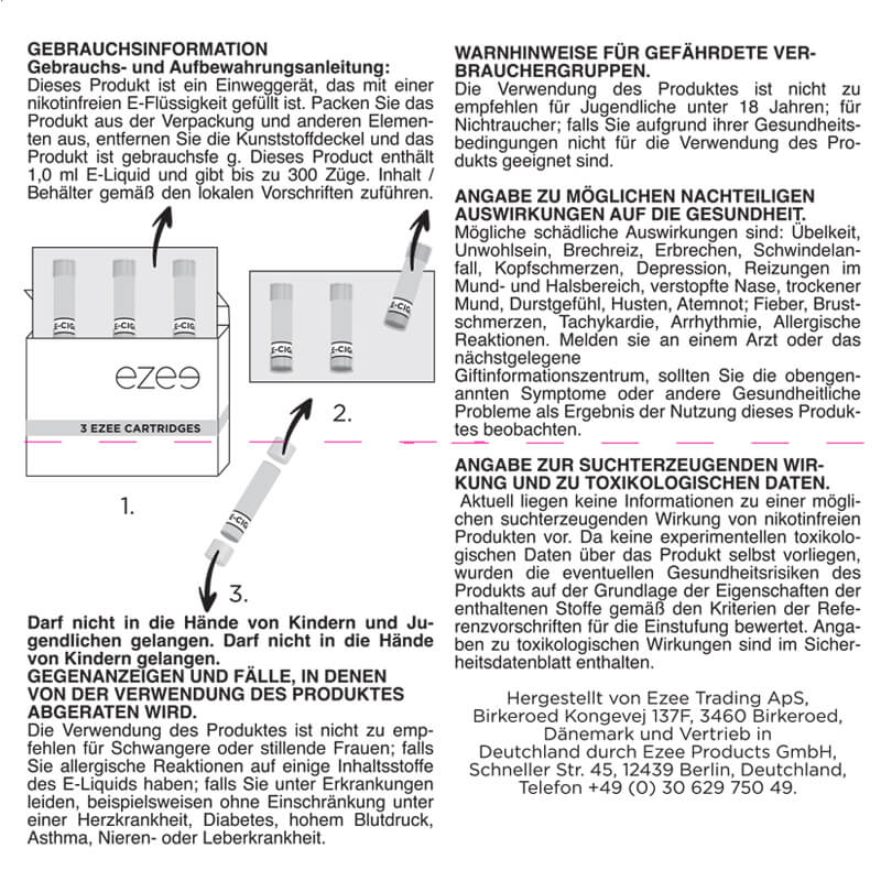 Cigalike Nachfüllkartuschen Tabak 0 mg/ml - 3 Stück